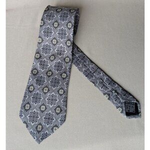 Vintage Versace Classic V2 Silk Tie Gray Geometric Design Made Italy